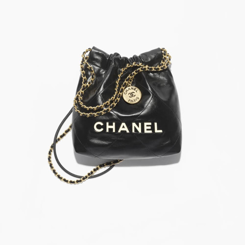 Chanel 22 Mini Handbag Black Shiny Calfskin